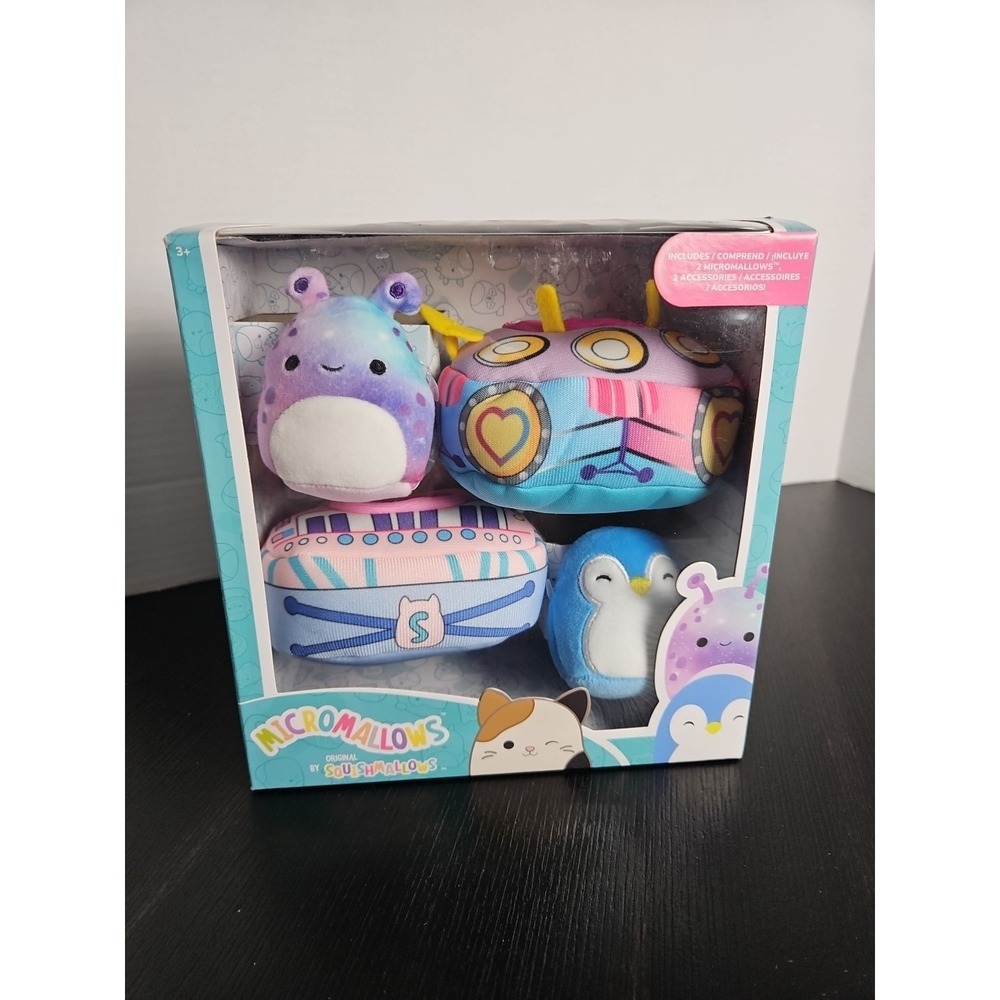 NIB Micromallows‎ by Squishmallows Daxxon and Puff with Drum Set and Keyboard